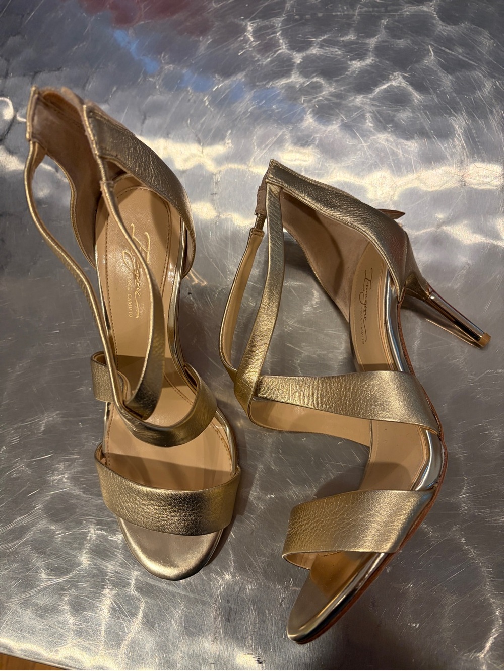 Metallic Gold Strappy Women's Heels